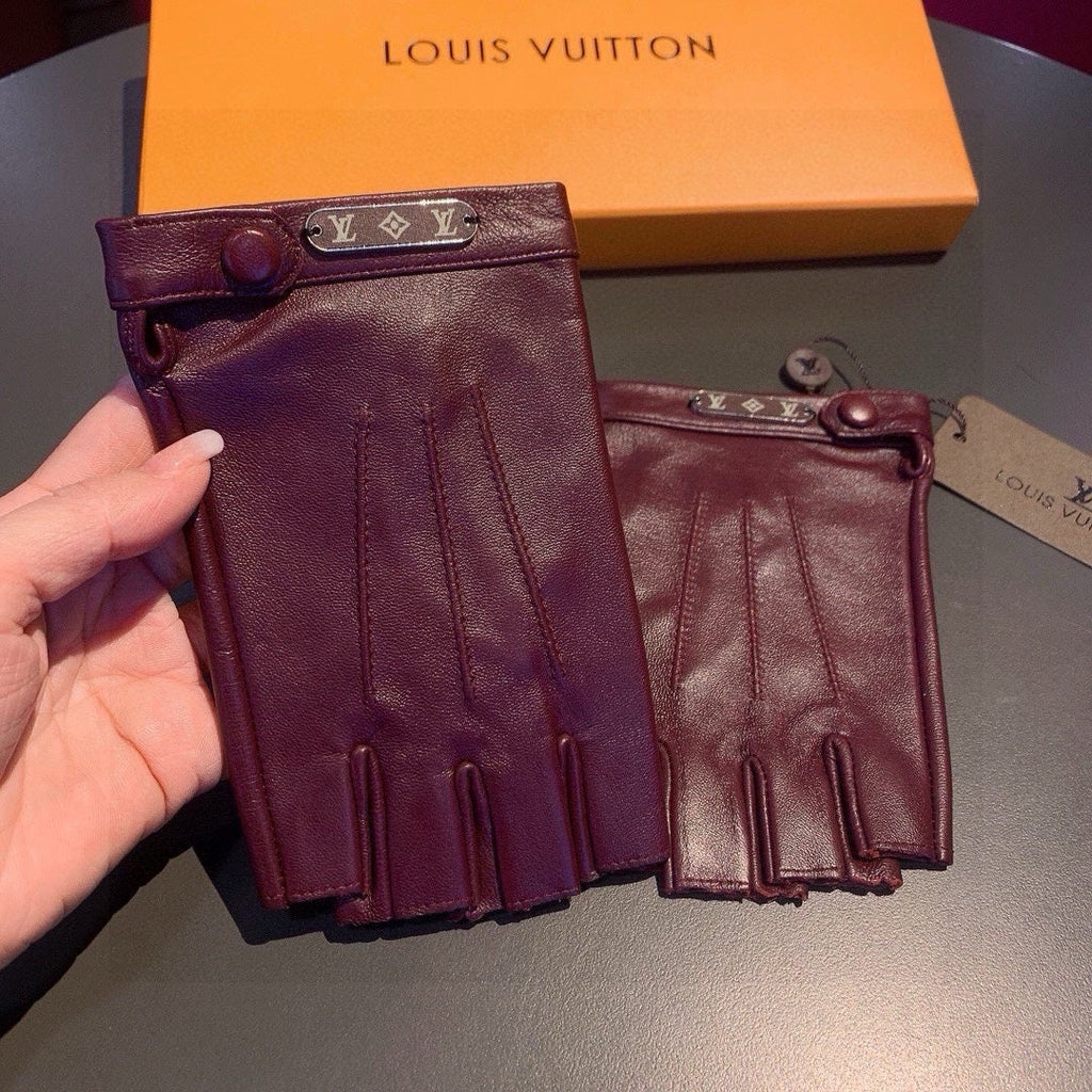 FINGERLESS GLOVES IN GARNET RED LAMBSKIN 453645