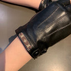 FINGERLESS GLOVES IN BLACK LAMBSKIN 453646