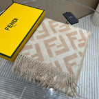 FF 170 CM SCARF IN BEIGE WOOL AND CASHMERE