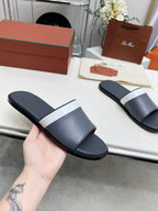 LP SLIPPER PATHON PEWTER CALFSKIN