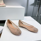 CL x Maison Margiela Ballerina Flats Beige Mesh Sliver Leather 639691