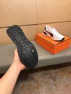 LV SNEAKERS IN GREY MIX BROWN CALFSKIN AND BRANDED PRINTED FABRIC
