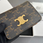 TRIOMPHE 622 Compact Wallet Tan Canvas & Cowhide