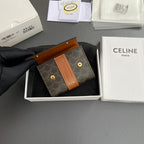 TRIOMPHE Tri-fold Wallet Tan Grain Cowhide