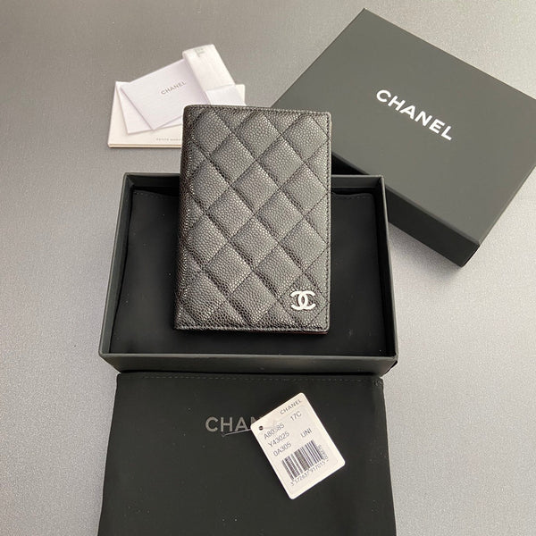 CC Passport Holder Black Caviar Sliver Steel 234691