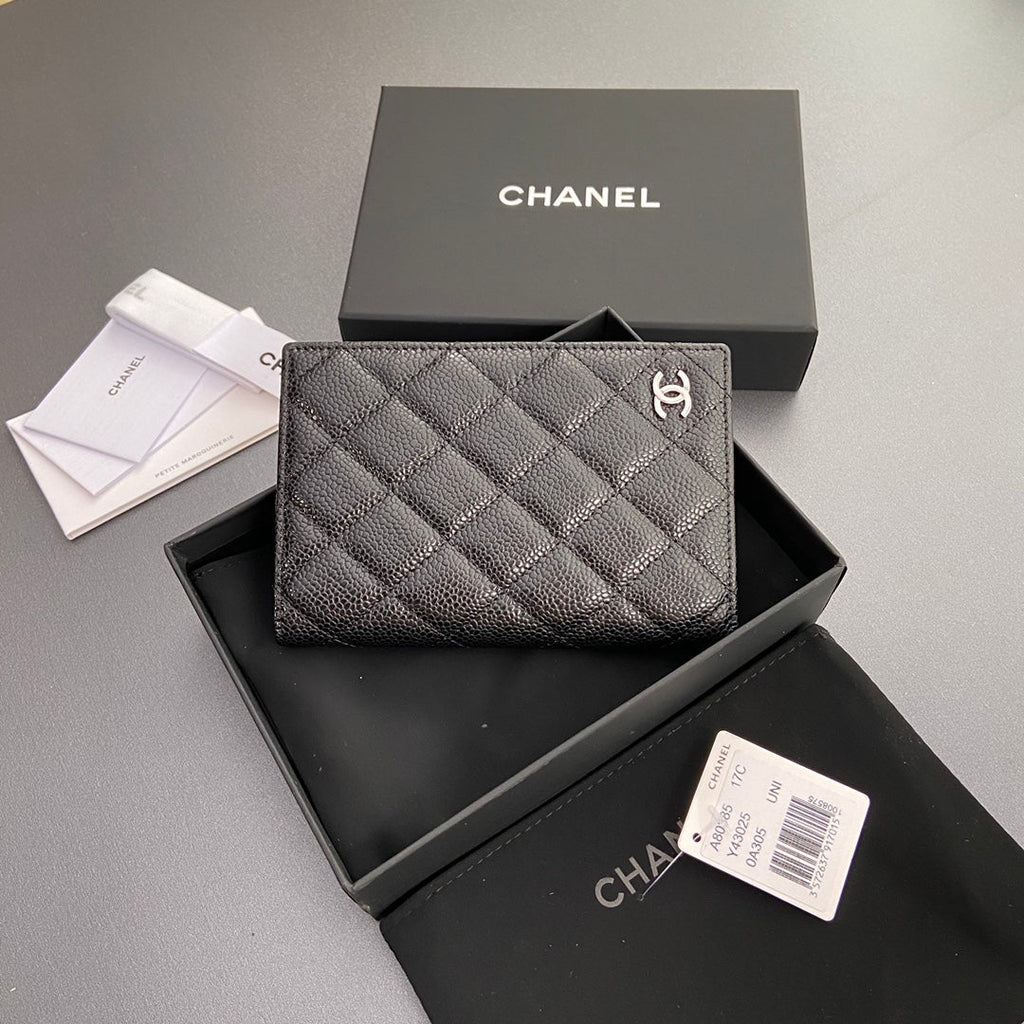 CC Passport Holder Black Caviar Sliver Steel 234691