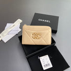 CC 19 Zipper Card Holder Beige Sheepskin GHW 234762