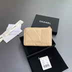CC 19 Zipper Card Holder Beige Sheepskin GHW 234762