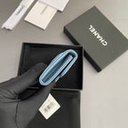 CC Zipper Flap Card Holder Blue Caviar GHW 234661