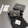 CC Zipper Flap Card Holder Black Caviar GHW 234673
