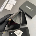 CC Zipper Flap Card Holder Black Caviar GHW 234673