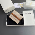 TRIOMPHE 24 Origami Business Card Holder Beige Canvas&Cowhile