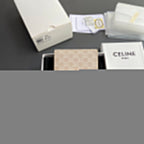 TRIOMPHE 24 Origami Business Card Holder Beige Canvas&Cowhile