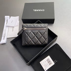 CC 82288 Classic Flap Wallet Black Sheepskin Polished Silver 229878
