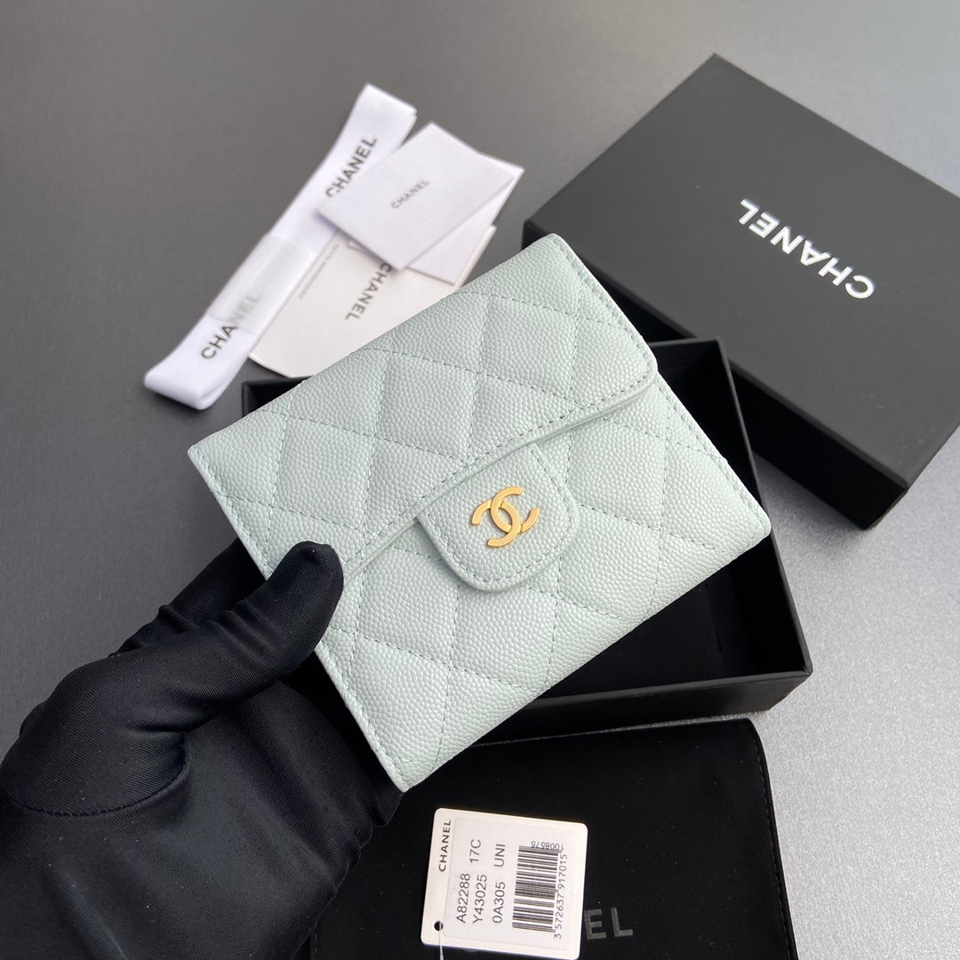 CC 82288 Classic Flap Wallet Light Blue Caviar GHW 229892