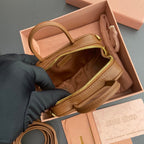 Miu 11 Cognac Beau Leather Micro Bag 240363