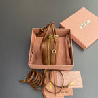Miu 11 Cognac Beau Leather Micro Bag 240363