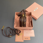 Miu 11 Chocolate Beau Leather Micro Bag 240365