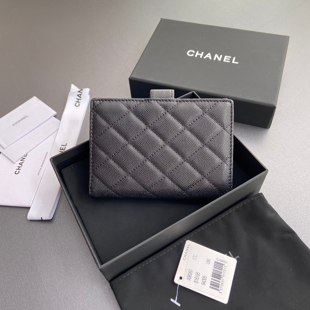 CC 96066 Compact Wallet Black Caviar Sliver Steel 234611