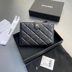 CC 96066 Compact Wallet Black Sheepskin GHW 234609
