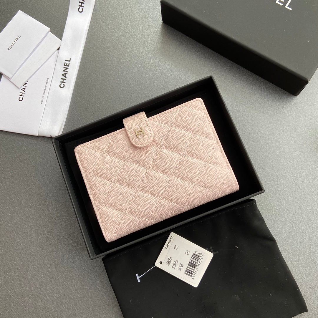 CC 96066 Compact Wallet Light Pink Caviar Sliver Steel 234619