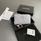 CC Hook & Chain Zipper Card Holder Light Purple Caviar GHW 234717