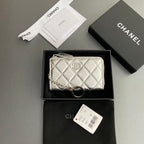 CC Hook & Chain Zipper Card Holder Sliver Sheepskin Sliver Steel 234719