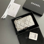 CC Hook & Chain Zipper Card Holder Sliver Sheepskin Sliver Steel 234719