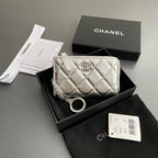 CC Hook & Chain Zipper Card Holder Sliver Sheepskin Sliver Steel 234719