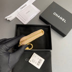 CC Hook & Chain Zipper Card Holder Gold Sheepskin GHW 234721