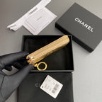 CC Hook & Chain Zipper Card Holder Gold Sheepskin GHW 234721