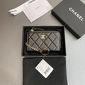 CC Hook & Chain Zipper Card Holder Black Sheepskin GHW 234737
