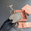Miu 11 Grey Beau Leather Micro Bag 240371