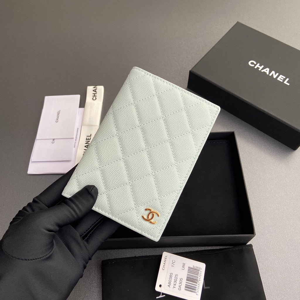 CC Passport Holder Light Blue Caviar 234701