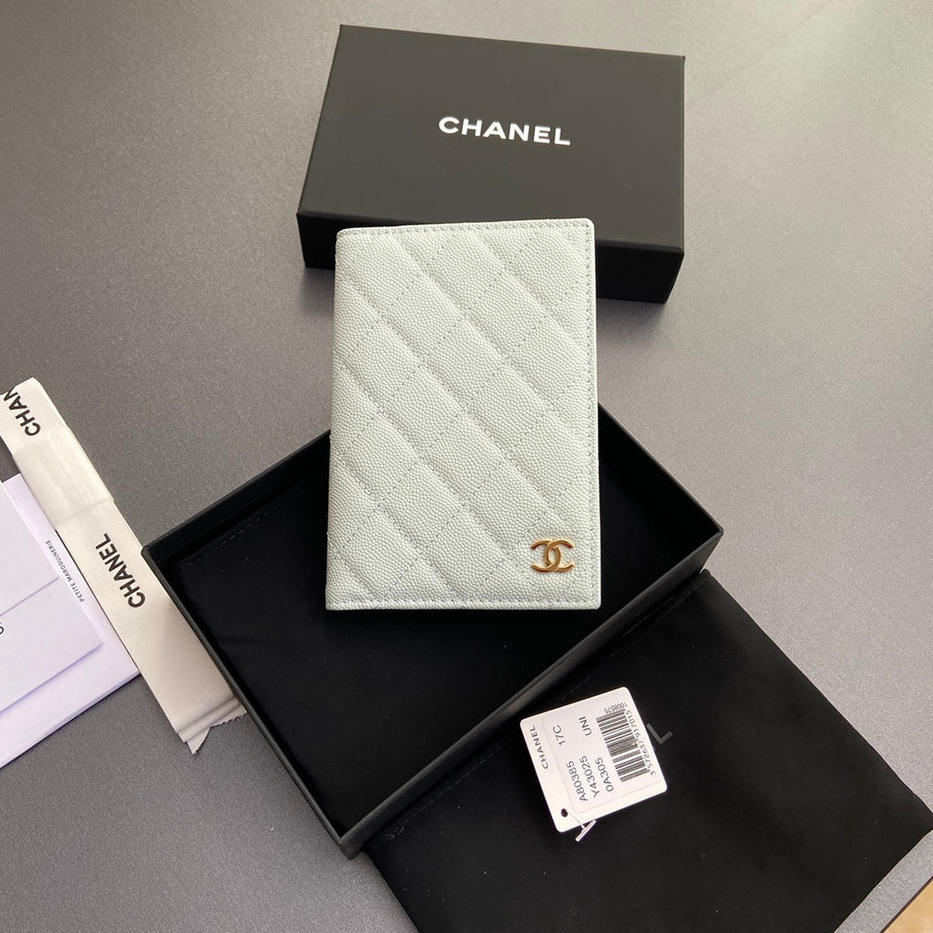 CC Passport Holder Light Blue Caviar 234701