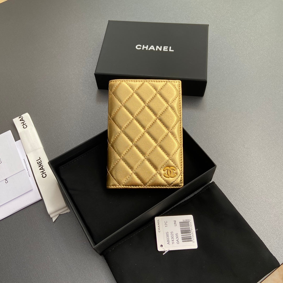 CC Passport Holder Gold Sheepskin 234703