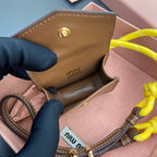 MICRO BAG 7 IN TAWNY BROWN SMOOTH LAMBSKIN YELLOW STRAP