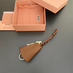 Leather Bag Charm With Key Brown Calfskin 240333
