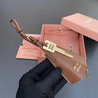 Leather Bag Charm With Key Brown Calfskin 240333