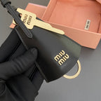 Leather Bag Charm With Key Black Calfskin 240335
