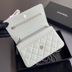 CC Mini Crossbody Bags 20cm Light Blue Caviar Sliver Steel 234828