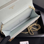CC Woc 20cm Light Blue Grained Calfskin Gold Hardware