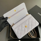 CC Woc 20cm Light Blue Grained Calfskin Gold Hardware