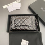 CC Woc 20cm Black Patent Calfskin Silver Hardware