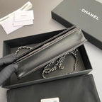 CC Woc 20cm Black Patent Calfskin Silver Hardware