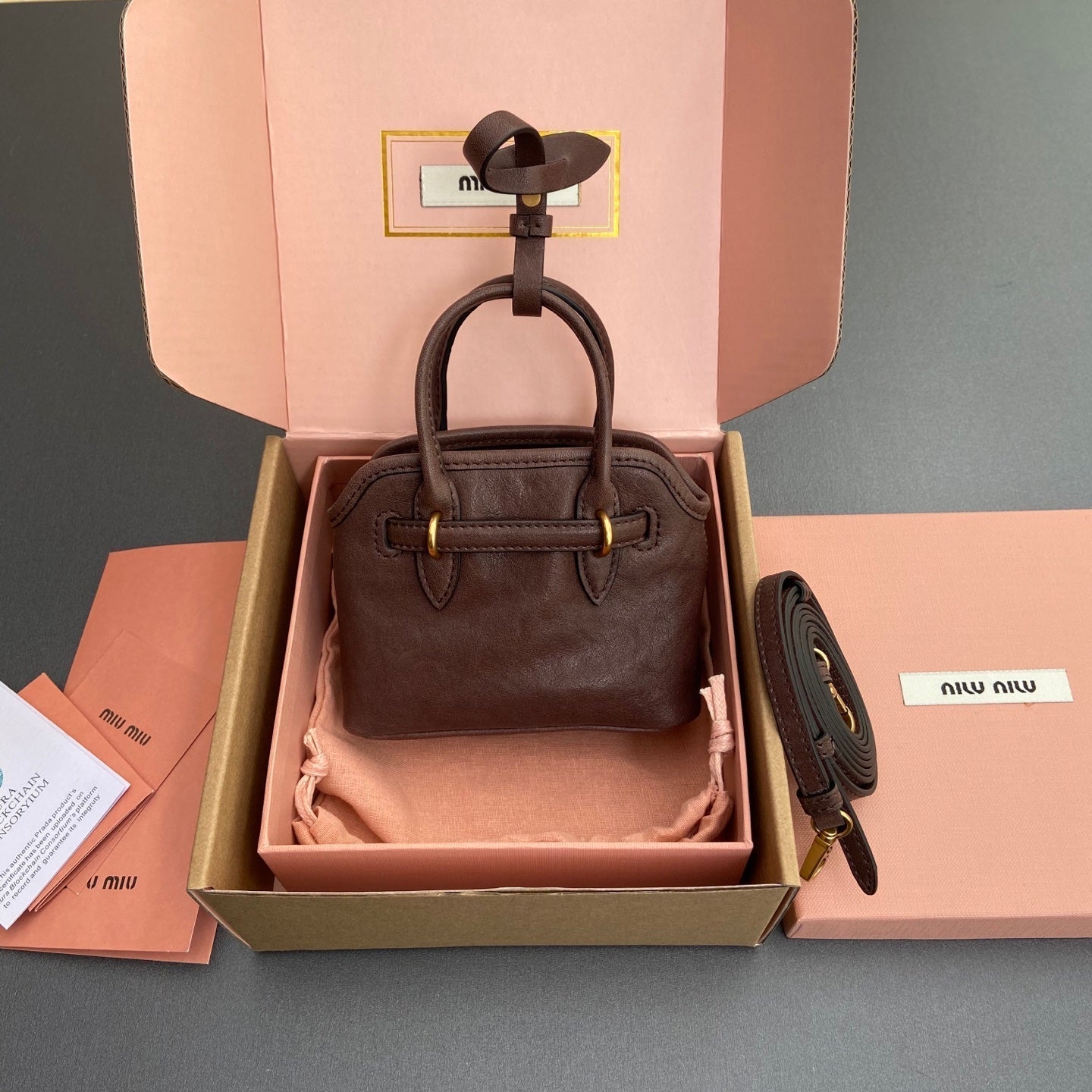 Miu 12.5 Aventure Nappa Leather Bag Briarwood 240401