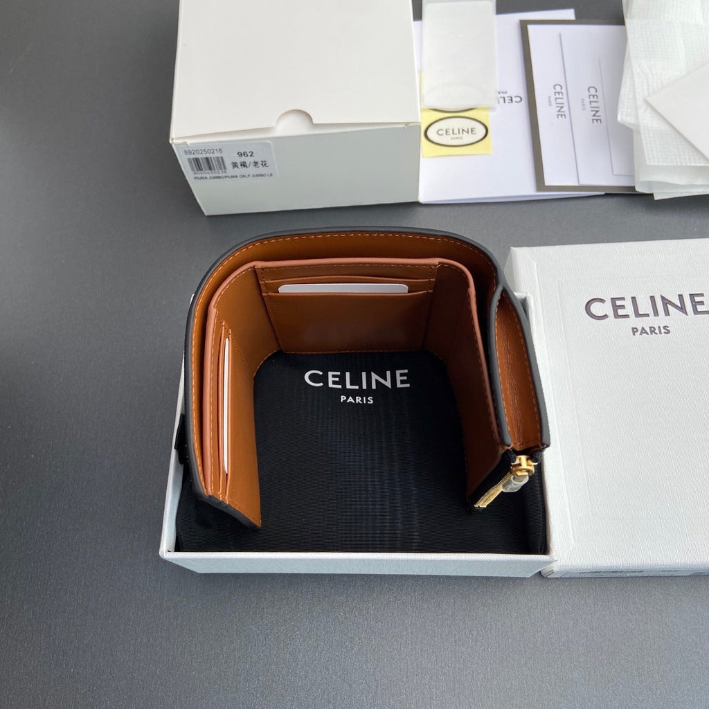 TRIOMPHE Fine Strap Wallet Nino Tan Cowhide & Canvas GHW