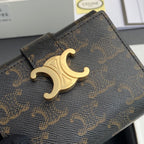 TRIOMPHE Fine Strap Wallet Nino Tan Cowhide & Canvas GHW