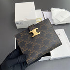 TRIOMPHE Medium Victoire Wallet Tan Cowhide&Canvas GHW