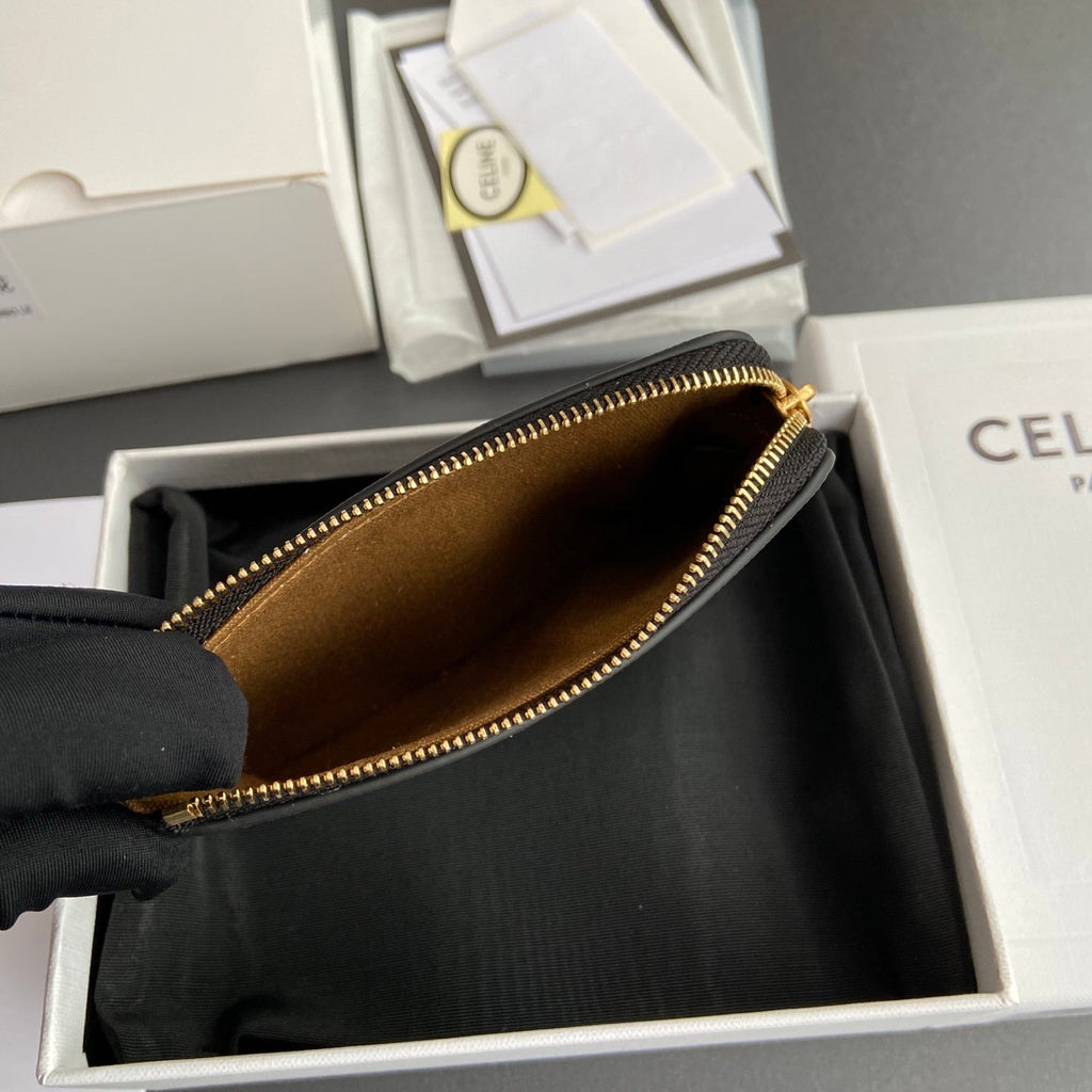 TRIOMPHE Coin Purse Cuir Black Calfskin